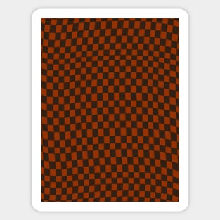 Brown and Orange Distorted Warped Checkerboard Pattern III Sticker